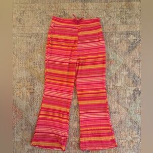 Vintage Y2K Guess Pink and Orange Striped Cropped Flare Lounge Pants